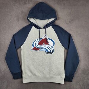 Colorado Avalanche Antigua Hoodie Mens Small Gray Navy Colorblock Pullover